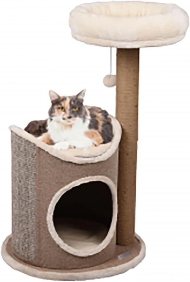 kratztonne für Katzen – Flamingo Greta XL – 110 cm – Ø 45 cm – Sisal &amp; Plüsch – viele Rückzugsorte