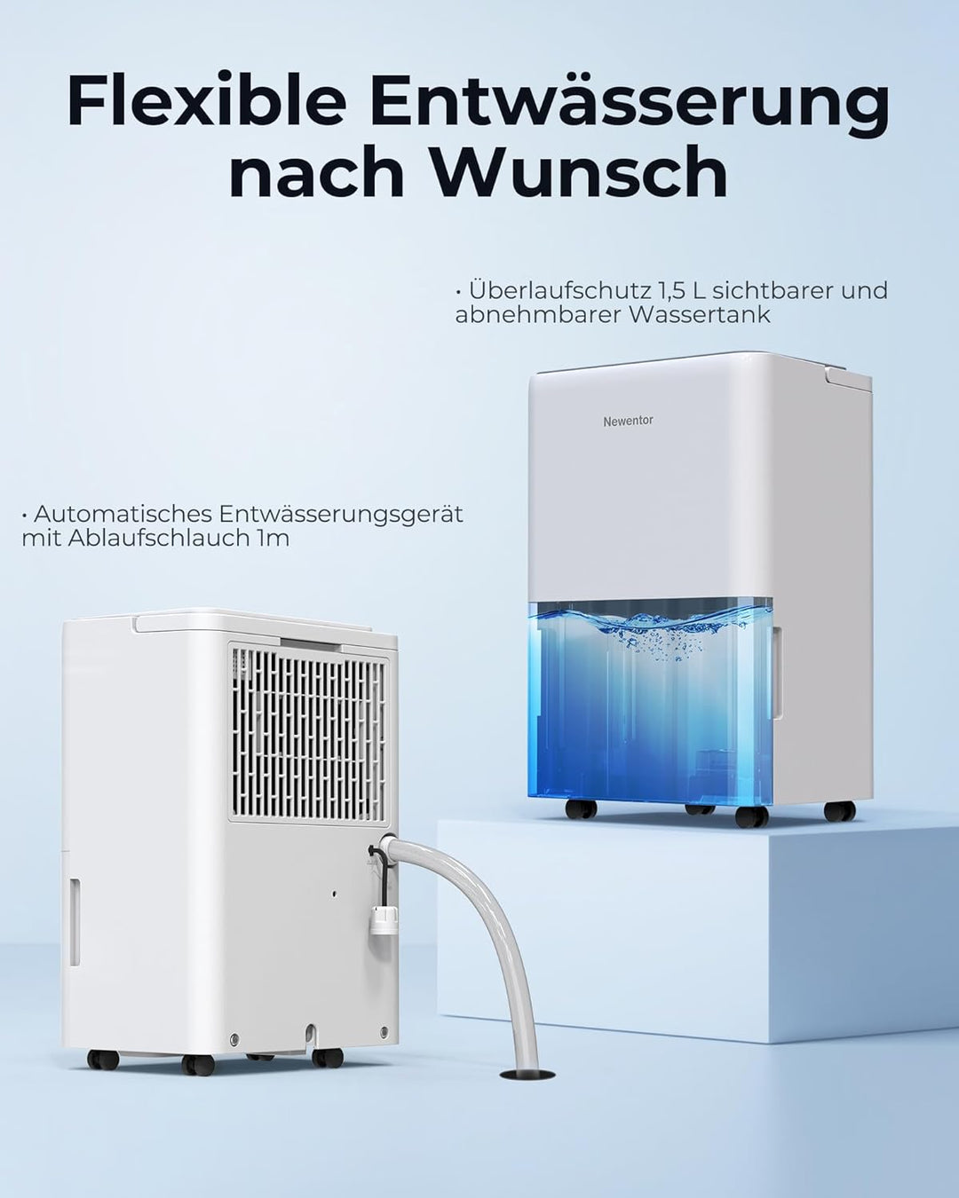 Newentor Luftentfeuchter Elektrisch 12L/Tag, Entfeuchter Elektrisch Keller 122m³/25m², Raumentfeucht