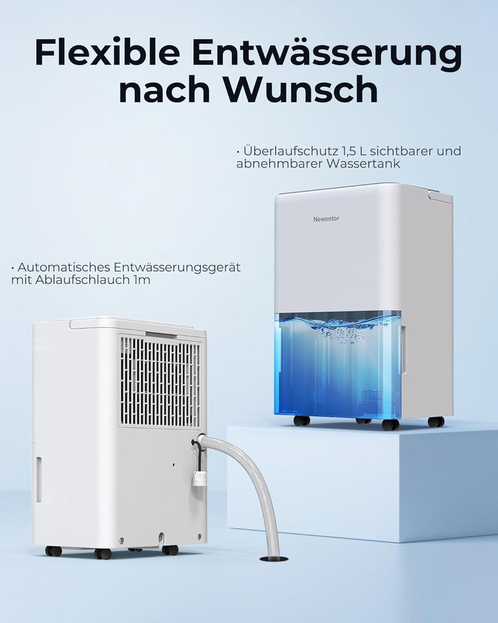 Newentor Bdpt. 12L Luftentfeuchter Elektrisch Keller 35dB, Entfeuchter Elektrisch Keller mit Ablaufs