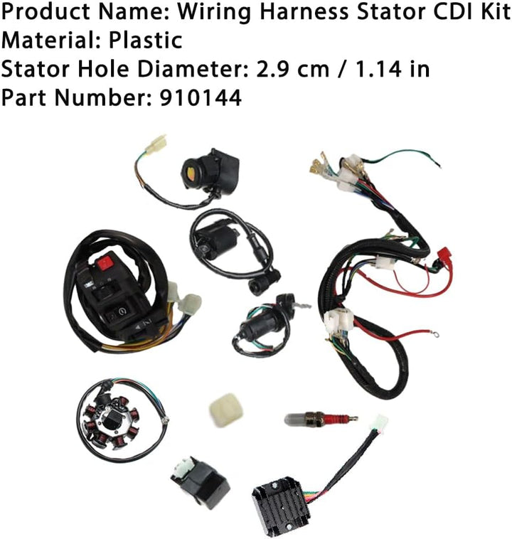 Riloer Electric Liring Kabelbaumdrahtroom CDI Stator Full Kit, komplette Elektrik Kabelbaum CDI 3 Lö