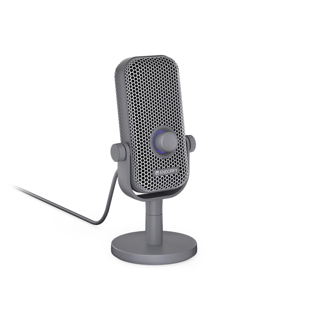 ENDORFY Solum Voice S Alt Gray, Gaming PC mikrofon, Podcast, Streaming, RGB-Beleuchtung, USB Plug &