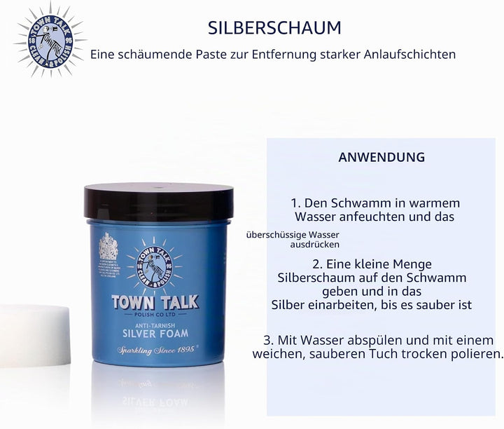 Town Talk - Silver Foam - Silberpflege-Paste- für strahlenden Silberglanz - 275gr.