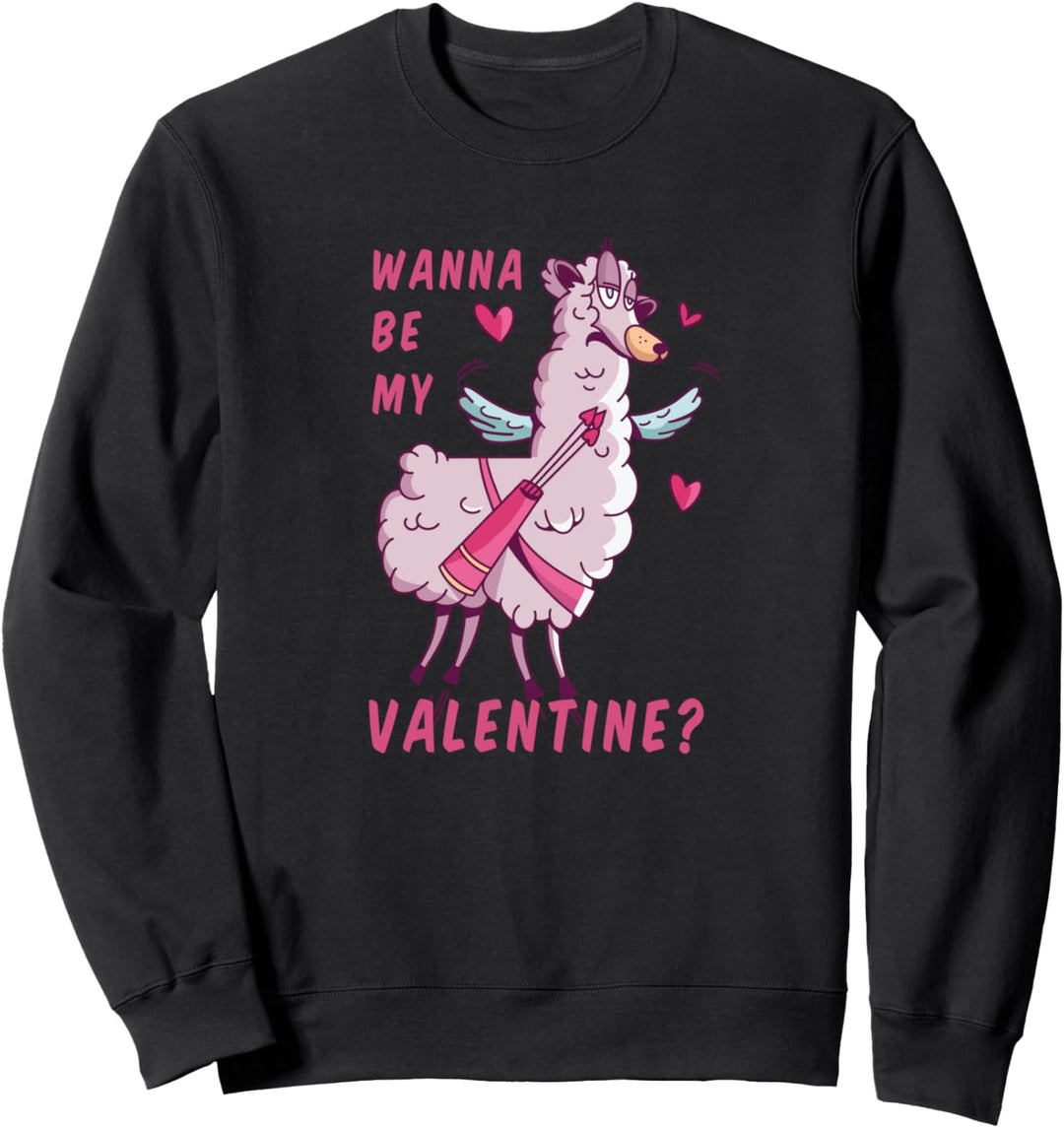 Wanna Be My Valentine? Liebe Valentinstag Lama Alpaka Pako Sweatshirt