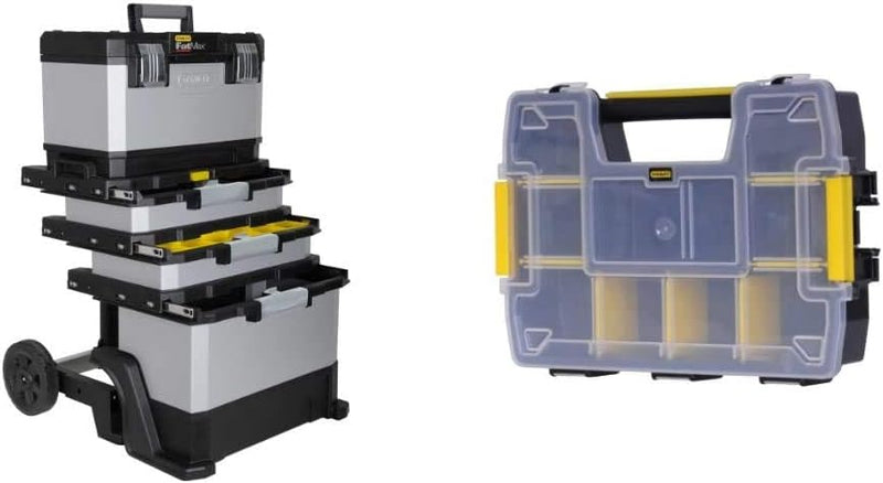 Stanley FatMax Rollende Werkstatt aus Metall-Kunststoff 1-95-622 – Werkzeugwagen leer – Vielseitige