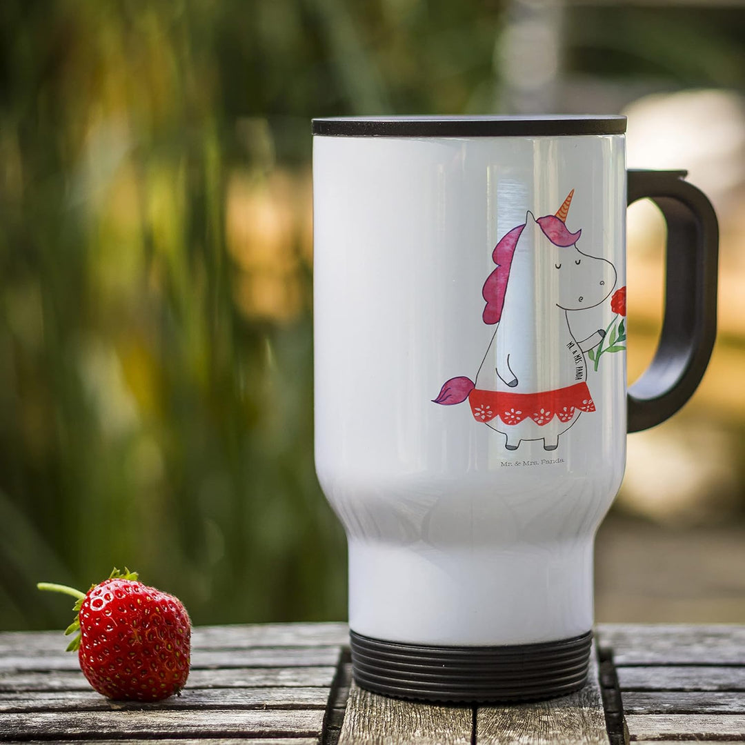 Mr. &amp; Mrs. Panda Thermobecher Einhorn Dame - Geschenk, Edelstahlbecher, Isolierbecher, Freundin, Ein