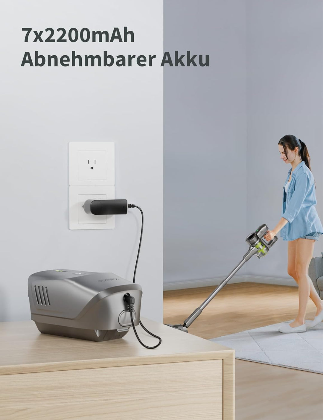 kalado Akku Staubsauger, 27000Pa Leichter Staubsauger kabellos, 250W bürstenloser Motor, Abnehmbarer