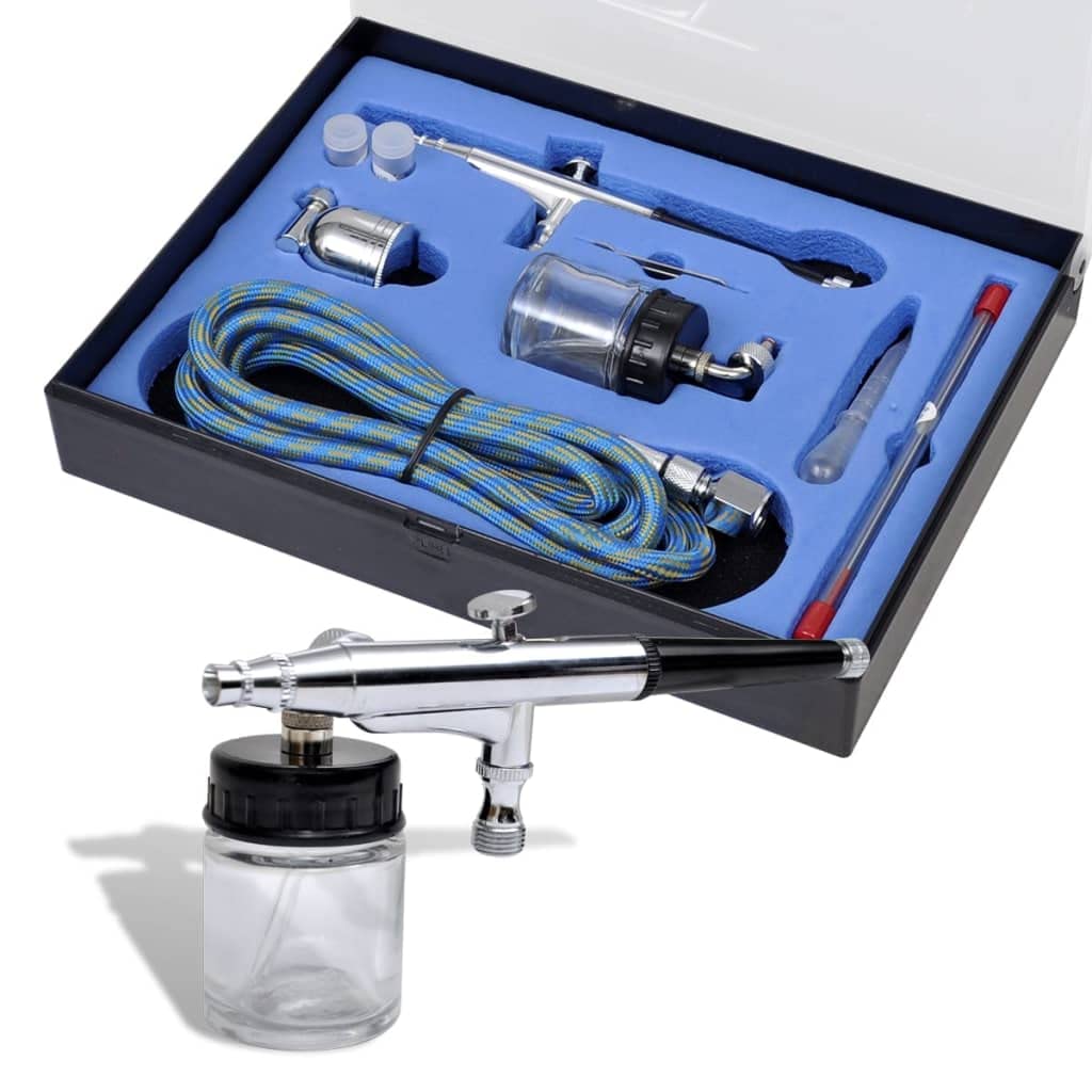 Mangloder Airbrush-Set mit Glasbehälter 0,2 0,3 0,5 mm Düsen, inkl Luftschlauch 1,8 m, Spritzgerät f