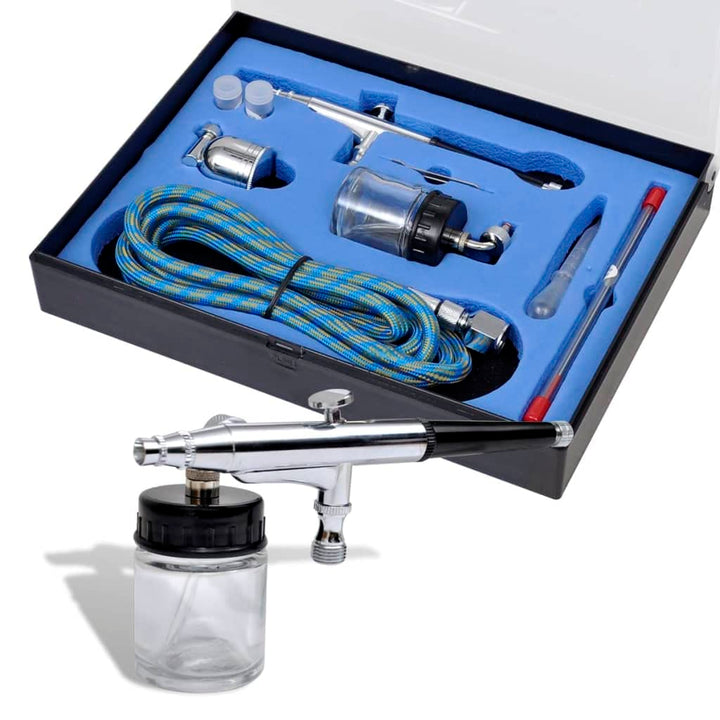 Mangloder Airbrush-Set mit Glasbehälter 0,2 0,3 0,5 mm Düsen, inkl Luftschlauch 1,8 m, Spritzgerät f