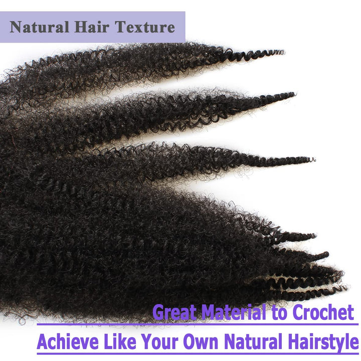 Leeven 8 Zoll Springy Twist Hair for Afro Marley Locs 3 Packs Afro Kinky Curly Marley Braiding Hair