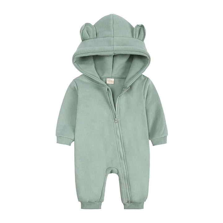 Neugeborenes Baby Junge Mädchen Kleidung Säugling Hoodie Strampler Langarm Solid Farbe Ein Stück Jum
