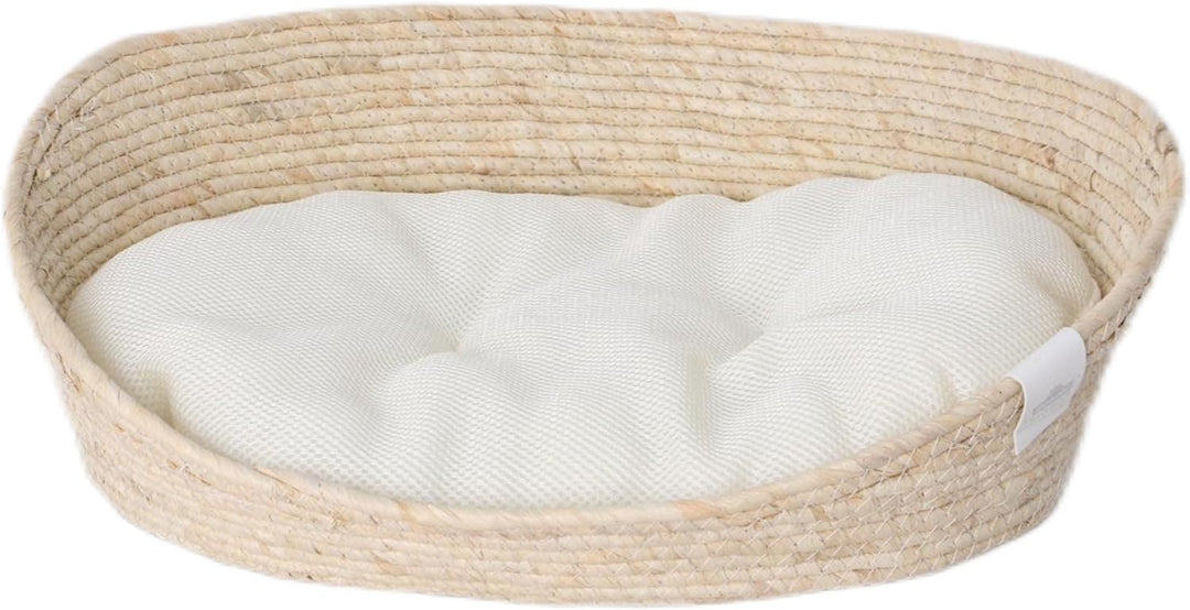 Dehner Premium Lovely Kuschelbett Tiefer Schlaf, 43 x 35 x 15 cm, Naturmaterial/Plüsch, weiss/beige