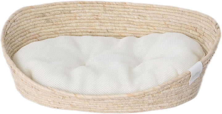 Dehner Premium Lovely Kuschelbett Tiefer Schlaf, 43 x 35 x 15 cm, Naturmaterial/Plüsch, weiss/beige