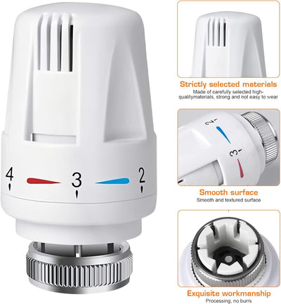 6 Stück Thermostatkopf, Thermostat Heizung, M30 X 1.5 Heizkörperthermostat, Thermostatkopf Heizkörpe