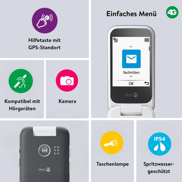 Doro Leva L30 Senioren-Smartphone – Externes Display für Anruferkennung – leistungsstarker HD-Sound