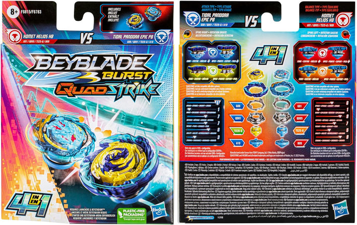 Beyblade Burst QuadStrike Komet Helios H8 und Tidal Pandora Epic P8 Kreisel Doppelpack, Battle Kreis