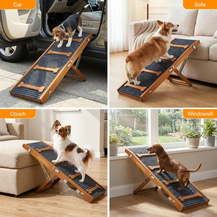 VavoPaw Hunderampe für Sofa und niedrige Möbel, Rampe für Kleine Hunde bis 15 kg, 7 Einstellbar Höhe