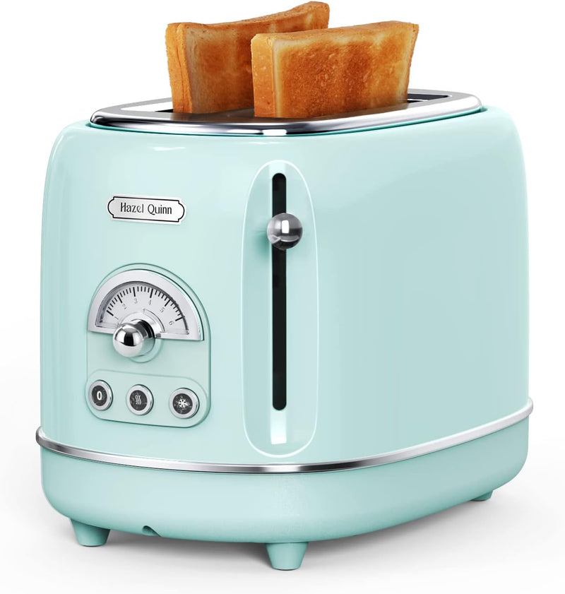 Hazel Quinn Retro 2 Scheiben Toaster, Edelstahl, Vintage Toaster, 6 variable einstellbare Bräunungss