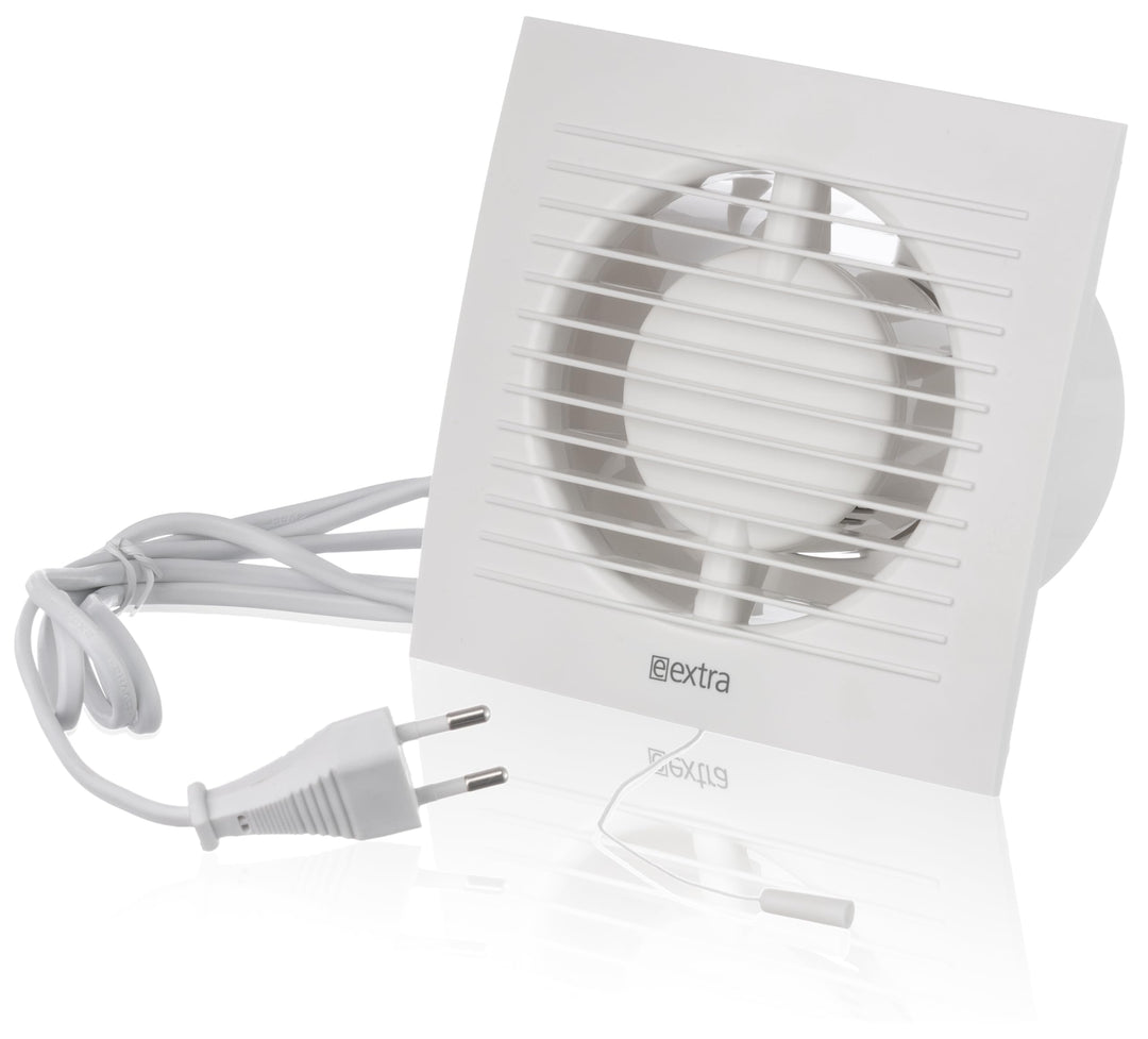 Ø 100mm Badlüfter Fan mit Zugschnur und Stecker - Weiss Abluftventilator - Ventilator zur Belüftung