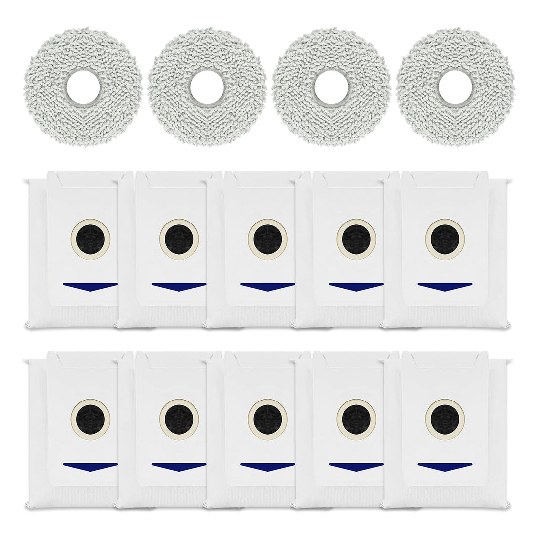 14 Stück Zubehörset für ECOVACS DEEBOT T30 Omni / T30 PRO Omni, 4 Wischtücher,10 Staubbeutel