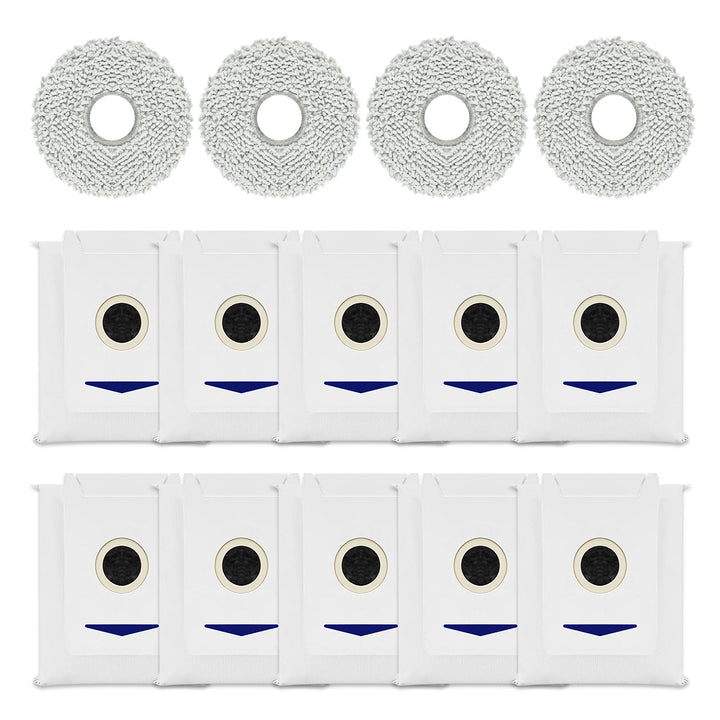14 Stück Zubehörset für ECOVACS DEEBOT T30 Omni / T30 PRO Omni, 4 Wischtücher,10 Staubbeutel