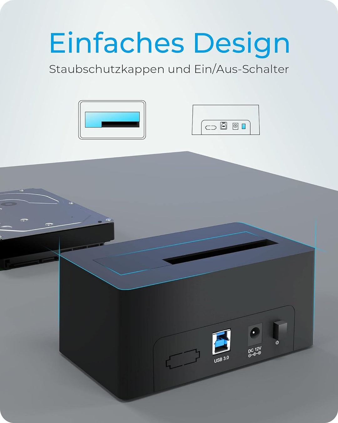 ICY BOX HDD / Festplatten Docking Station USB 3.0 für SATA 2,5 Zoll & 3,5 Zoll, Festplatten Lesegerä