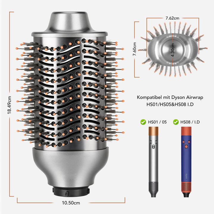 Grosse runde Volumenbürste für Dyson Airwrap, Kompatibel mit HS01/HS05/HS08 | Ovale Titan-Volumenbür