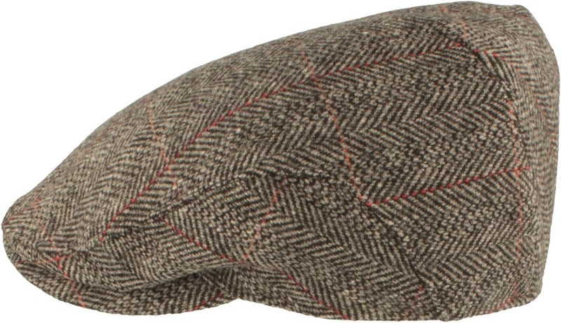 Breiter Herren Winter Schiebermütze mit Ohrenklappen Flatcap Schirmmütze 100% Wolle mit ausklappbare