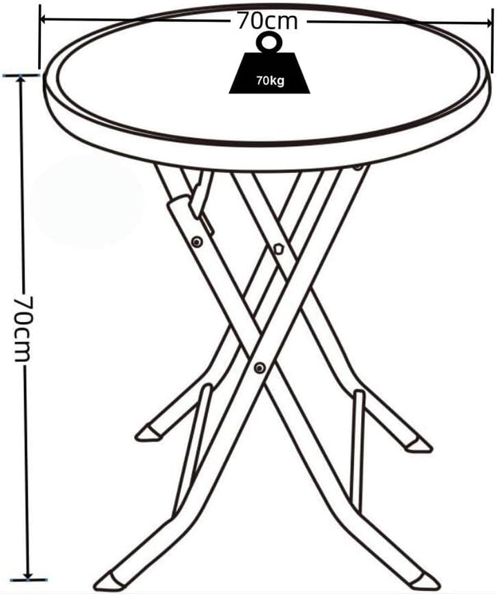 VCM Gartentisch rund Ø 70 cm, Metall Tisch mit Glasplatte, klappbar, wetterbeständig, Balkontisch fü