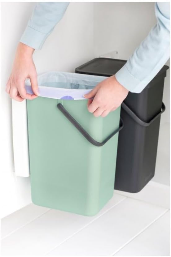 Brabantia Sort and Go Einbaubehälter, 2 x 16 l, Jadegrün/Grau Dark Grey & Jade Green 2 x 16 Liter Ei