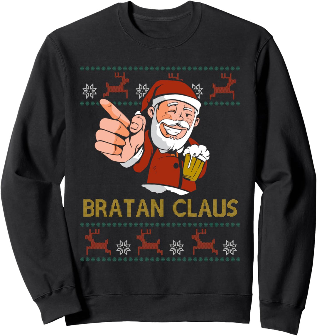 Bratan Claus Weihnachtsmann Ugly Christmas Sweater Bier Sweatshirt