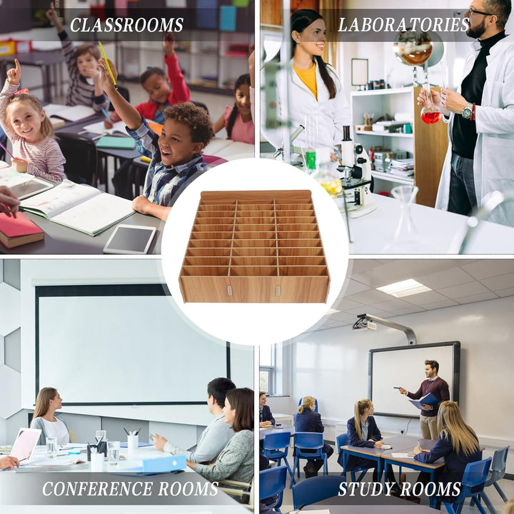 Cabilock Handy Aufbewahrungsbox Wooden Cell Phone Holder Classroom 30 Grids Cell Phone Storage Box D