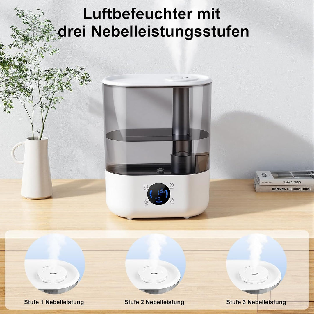 GuKKK Luftbefeuchter, Luftbefeuchter Schlafzimmer Top-Fill, Raumluftbefeuchter, Diffuser, 5.5L 360°
