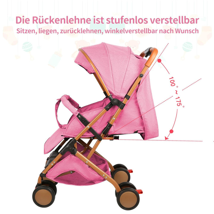 homewell Baby Kinderwagen klappbar, Buggy Kinderbuggy, 0-6 Jahre, flache Liegeposition, Einhändig Kl