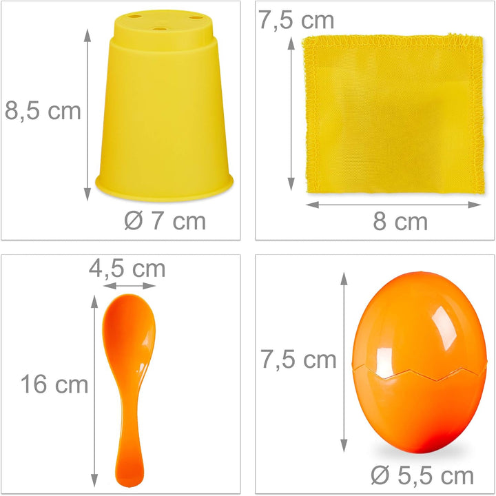 Relaxdays 10028884 Kinderparty, 3 in 1 Set, Garten Spiele für Kindergeburtstag, Sackhüpfen, Eierlauf