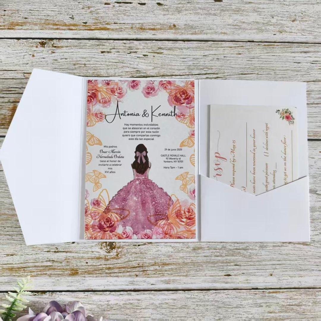 MillaSaw Enveop Einladungskarte für Hochzeit, Verlobung, Geburtstag, Quinceanera, Weiss, 25 Stück, w