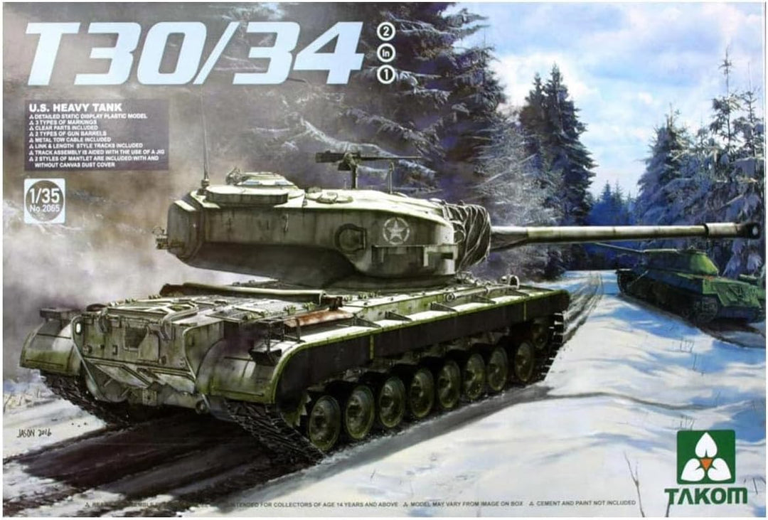 Takom TAK-2065 Modellbausatz U.S. Heavy Tank T30/34, 2 in 1