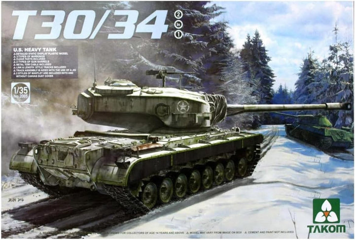 Takom TAK-2065 Modellbausatz U.S. Heavy Tank T30/34, 2 in 1