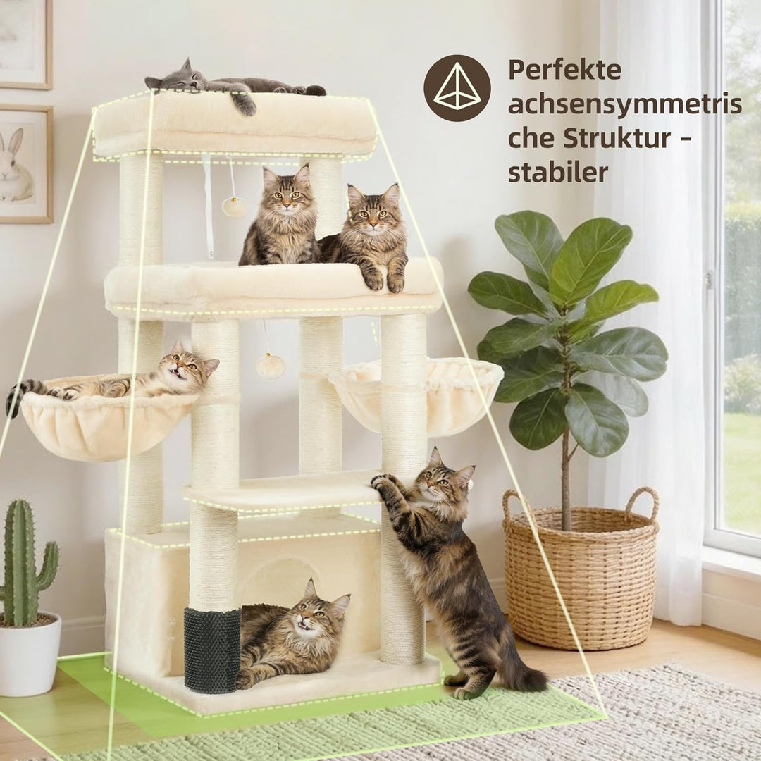 Hey-brother Kratzbaum, Stabil Katzenbaum für grosse Katzen und Maine Coons, mit 9 cm dicken Sisal-Kr