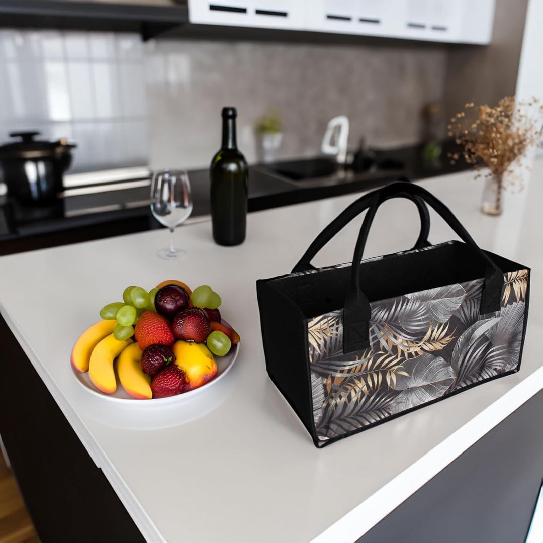 2 Stück Filztaschen Einkaufstasche Kaminholztasche Kaminholzkorb Filz Zeitungsständer Zeitungskorb (