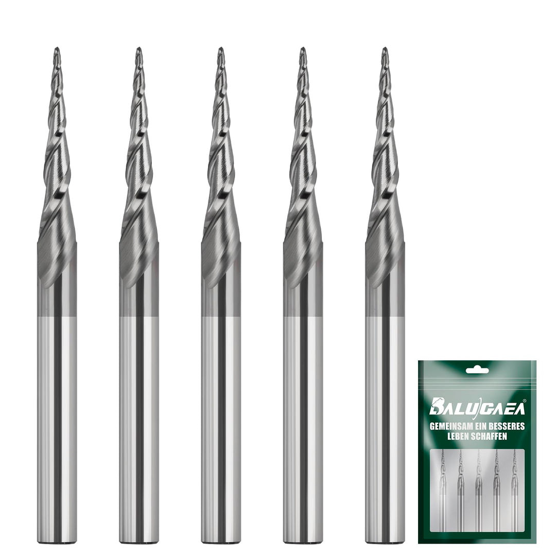 5 Stück Kugelkopffräser Set 0,25 mm Radius Holz CNC Fräser 3,175mm 1/8 zoll Schaft 2 Flöten Gesamtlä
