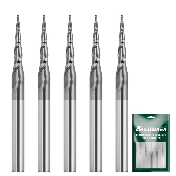 5 Stück Kugelkopffräser Set 0,25 mm Radius Holz CNC Fräser 3,175mm 1/8 zoll Schaft 2 Flöten Gesamtlä