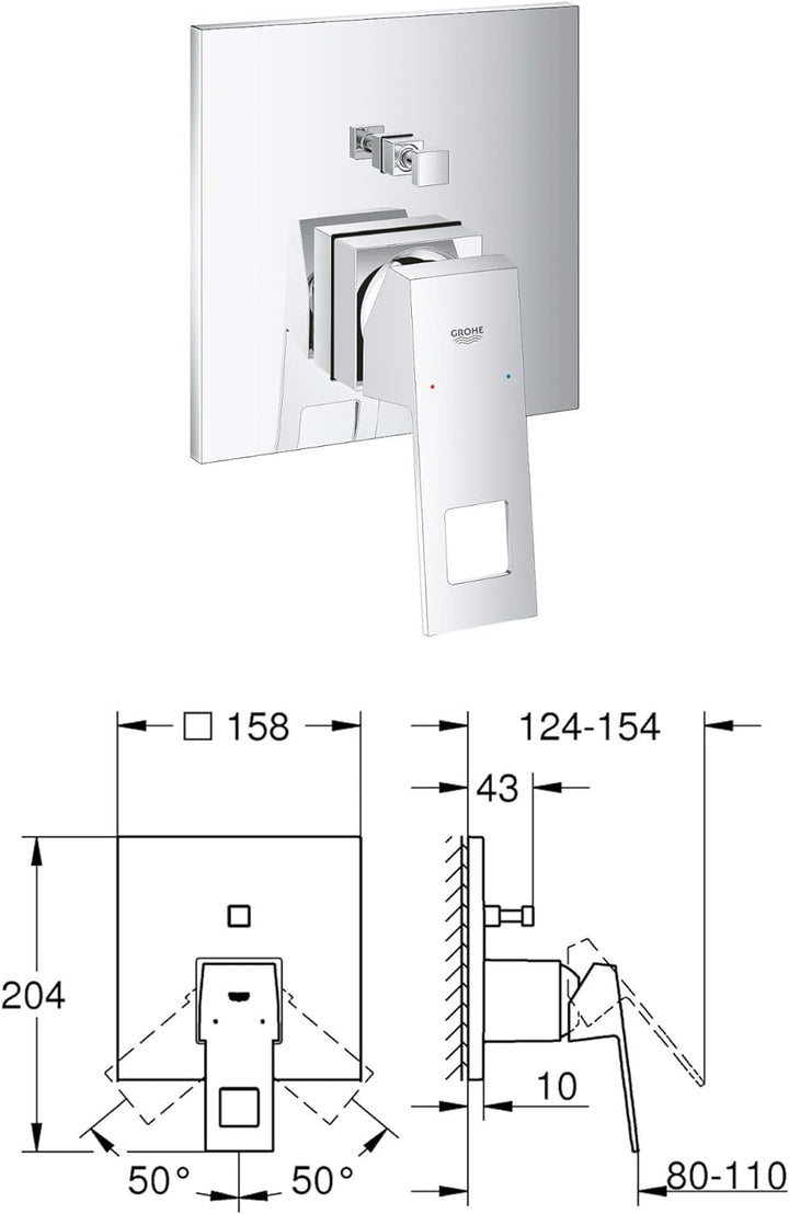 vanvilla Duschsystem mit Unterputz Duscharmatur von Grohe Eurocube Einhandmischer und vanvilla Regen