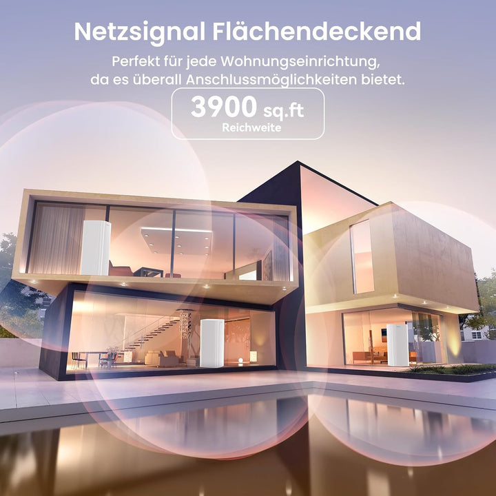 Tenda Nova MX12 Mesh WLAN WiFi 6 System - AX3000 Dual Band [Reichweite bis zu 650m² & 160 Geräte] -