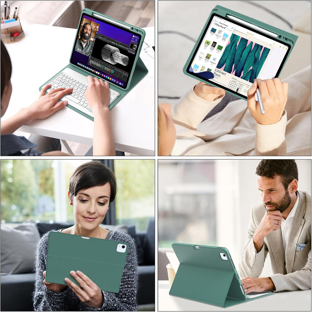 Tastatur Hülle für iPad Air 13 Zoll (M4/M3/M2) 2026/2025/2024, Abnehmbarer Kabelloser Bluetooth Deut