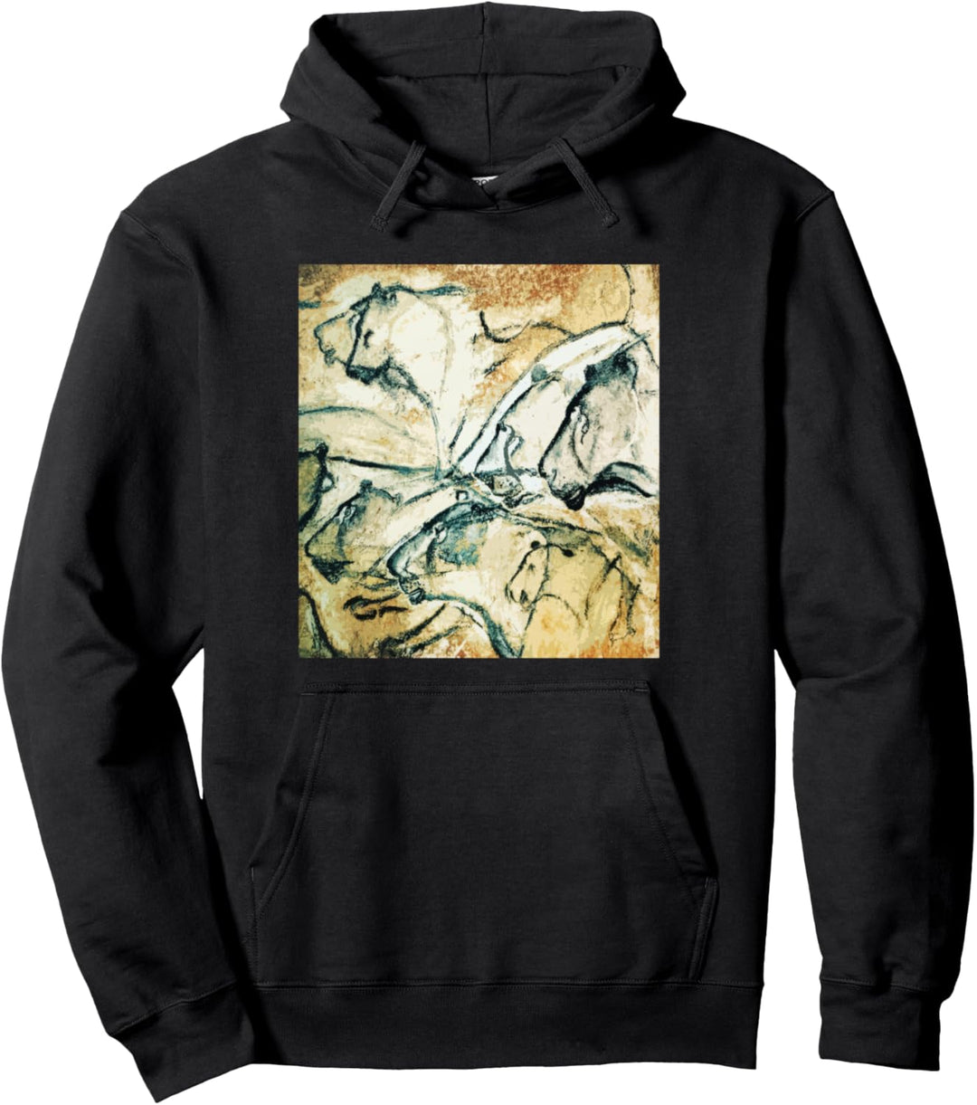 Lions From Chauvet Cave - Rock Art Petroglyph Archaeology Pullover Hoodie