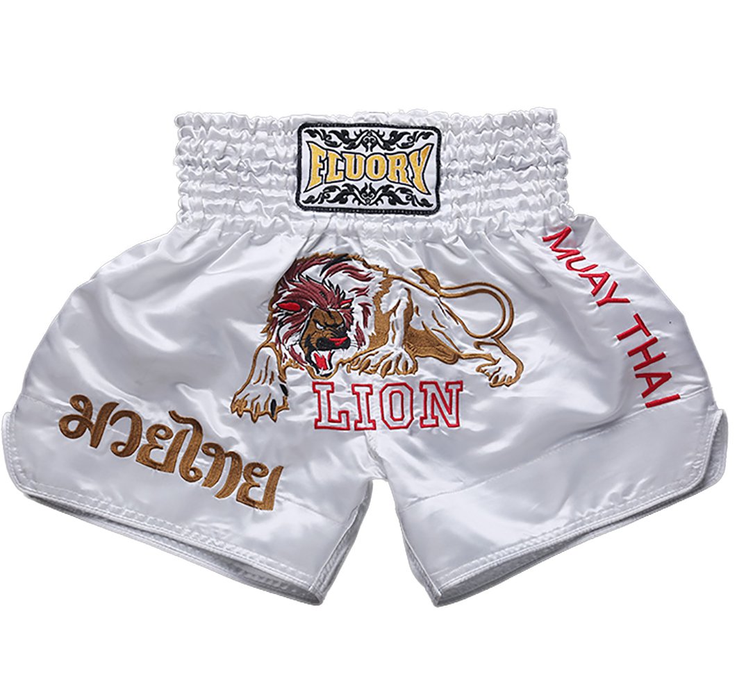 FLUORY Muay Thai-Shorts, hohe Qualität, Shorts für Thaiboxen, MMA, Kickboxen, für Damen, Herren, Kin