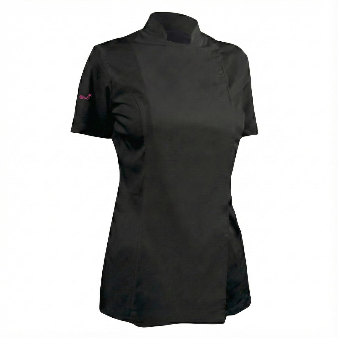 strongAnt Kochjacke Damen kurzarm Stretch mit Druckknöpfen oder Reissverschluss Kochuniform S Schwar