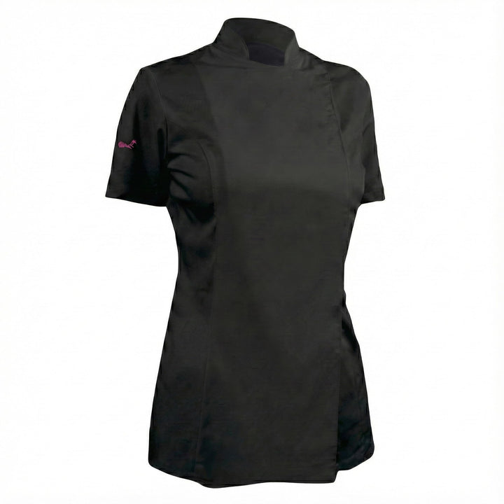 strongAnt Kochjacke Damen kurzarm Stretch mit Druckknöpfen oder Reissverschluss Kochuniform S Schwar