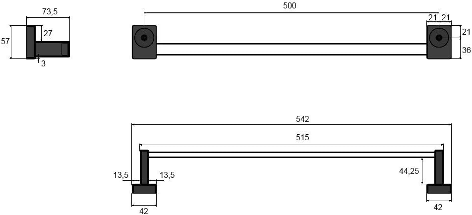 XIMAX Handtuchhalter magnetisch (weiss), Länge 500 mm 500 Weiss, 500 Weiss