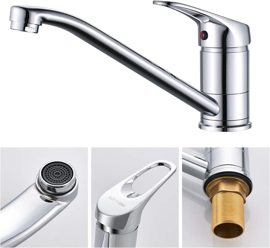 BONADE Niederdruck Armatur Küche, Wasserhahn Küche Niederdruck mit 3 Anschluessen für Boiler, 360° D